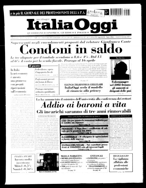 Italia oggi : quotidiano di economia finanza e politica